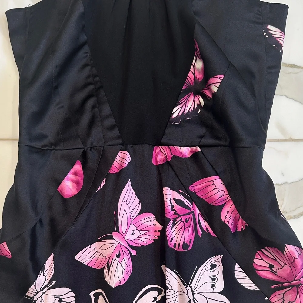 Versace Strapless Black and Pink Butterfly Dress - Picture 5 of 8